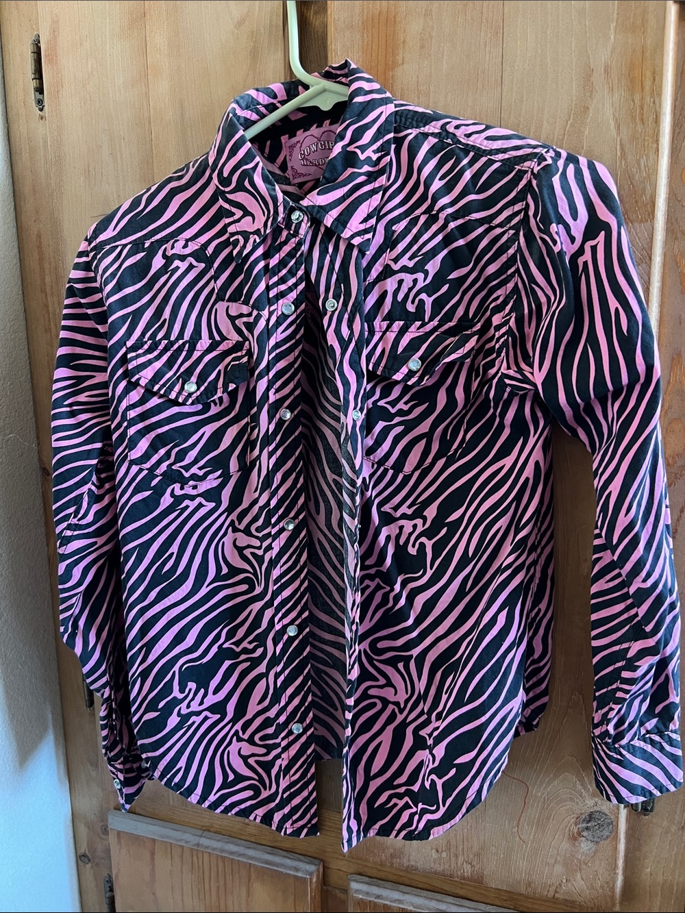 Kids Pink & Black Zebra Western Button-Down Shirt